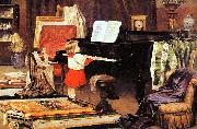 Aurelio de Figueiredo Girl at the piano oil painting on canvas